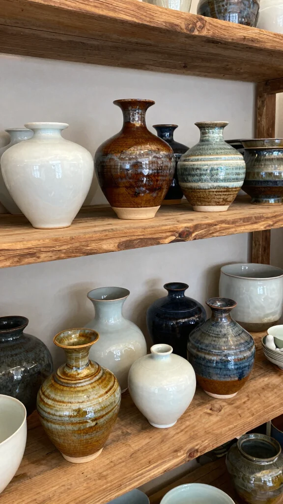 10 Raku Vase Ideas for a Dramatic Handcrafted Ceramic Display - 10. Mix and Match with Other Ceramics 1