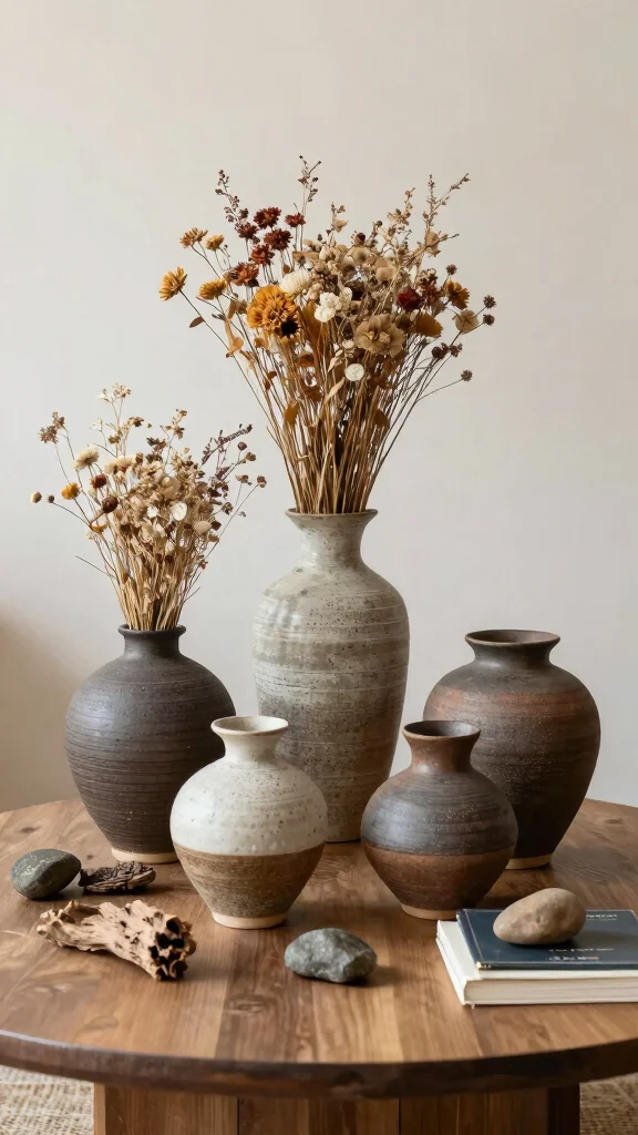 10 Raku Vase Ideas for a Dramatic Handcrafted Ceramic Display - 4. Grouping and Layering Techniques 1