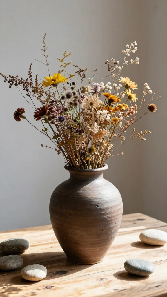 10 Raku Vase Ideas for a Dramatic Handcrafted Ceramic Display - 8. Incorporating Nature: Natural Elements with Raku Vases 1