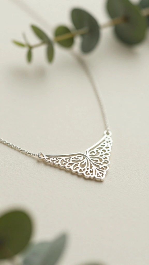 10 Wearable Air Purifier Necklace Ideas for Personal On-the-Go Protection - 1. Minimalist Silver Filigree Necklace 1
