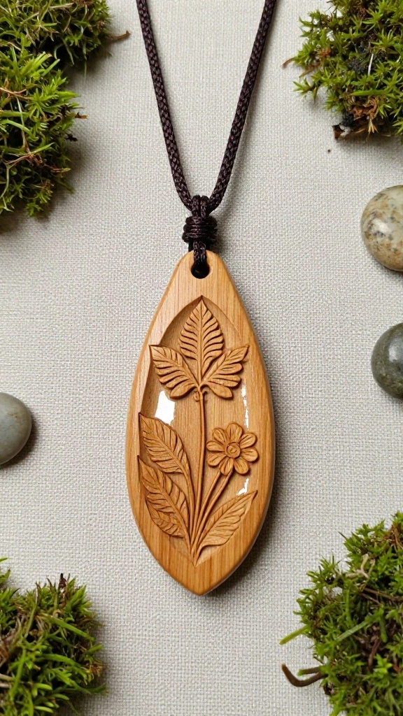 10 Wearable Air Purifier Necklace Ideas for Personal On-the-Go Protection - 5. Nature-Inspired Wooden Pendant Necklace 1