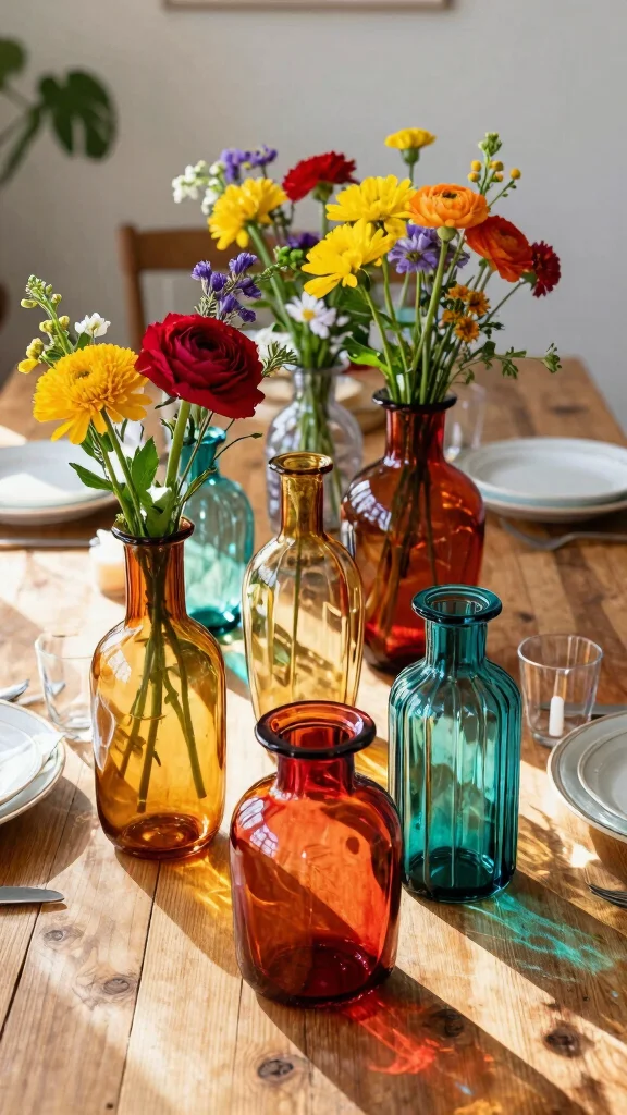 11 Art Deco Vase Ideas for a Glamorous Geometric Home Accent - 6. Vintage Colored Glass Vases 1