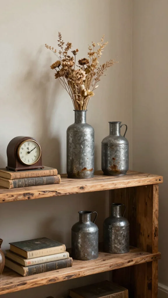 11 Metal Vase Ideas for an Industrial Modern Home Display - 2. Vintage Industrial Charm 1