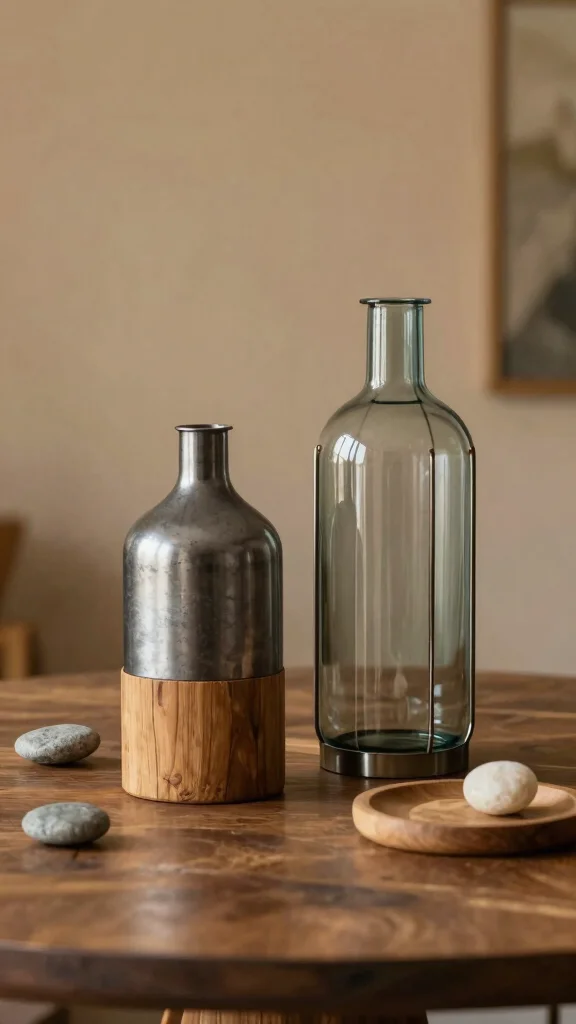 11 Metal Vase Ideas for an Industrial Modern Home Display - 4. Mixed Material Masterpieces 1