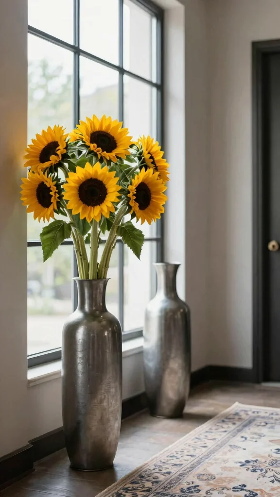 11 Metal Vase Ideas for an Industrial Modern Home Display - 7. Tall and Dramatic 1