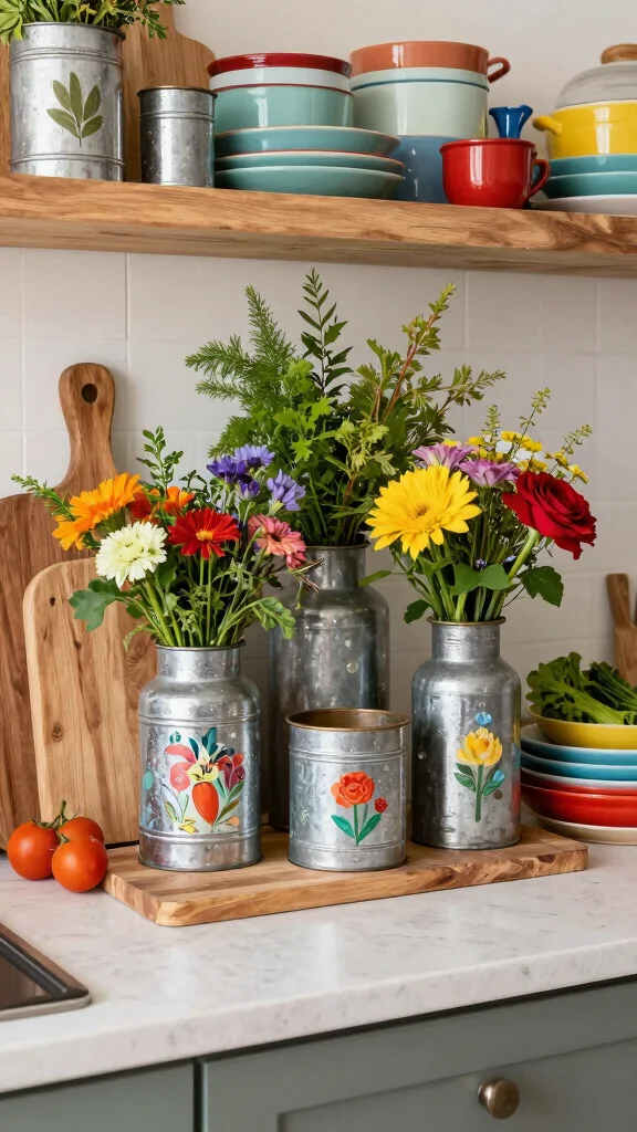 11 Metal Vase Ideas for an Industrial Modern Home Display - 8. Upcycled Creations 1