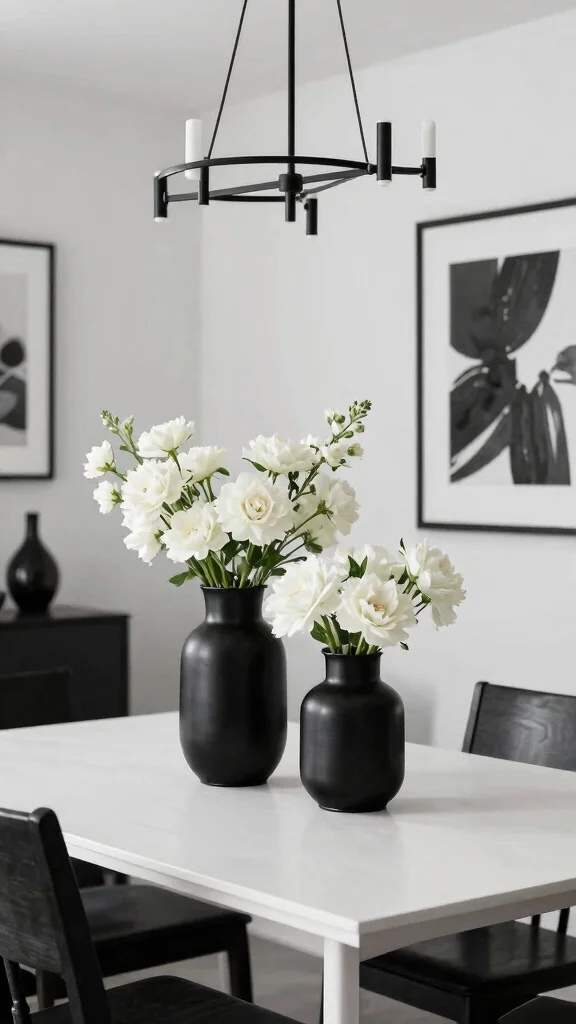 11 Metal Vase Ideas for an Industrial Modern Home Display - 9. Industrial Black and White 1