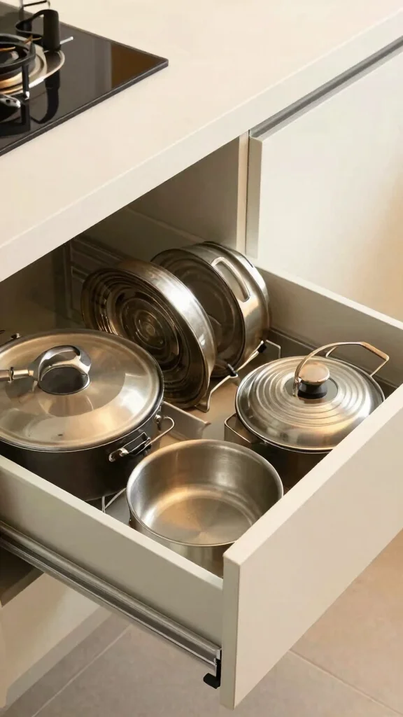 11 Pots and Pans Drawer Organization Ideas for a Neat Kitchen Cabinet - 8. Expandable Drawer Organizers 1