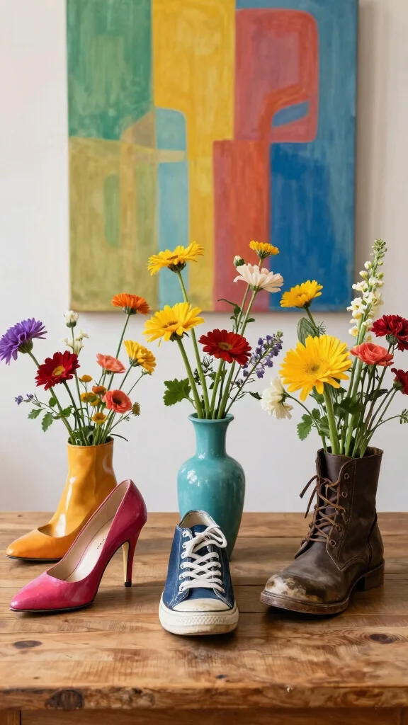 11 Quirky Vase Ideas for a Fun Unexpected Home Decor Statement - 3. Funky Shoe Vases 1