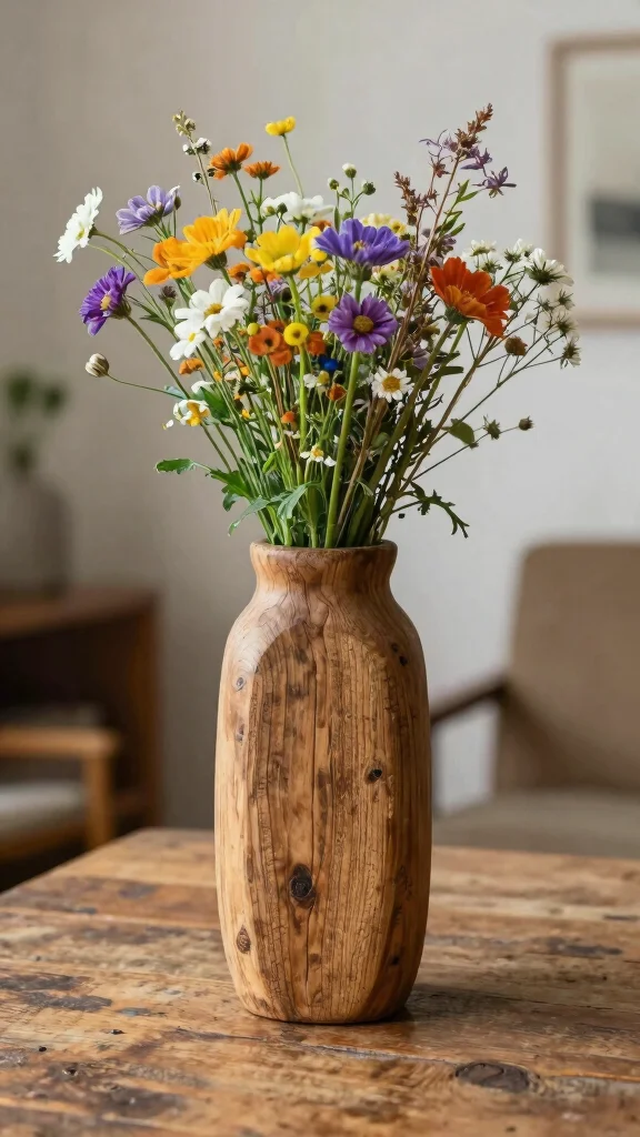11 Quirky Vase Ideas for a Fun Unexpected Home Decor Statement - 6. Reclaimed Wood Vases 1