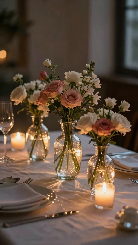 11 Set of 3 Glass Vase Ideas for a Delicate Light-Catching Display - 11. Romantic Glow with Mercury Glass Vases 1
