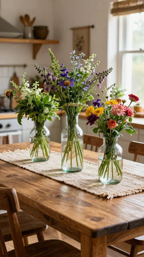 11 Set of 3 Glass Vase Ideas for a Delicate Light-Catching Display - 3. Rustic Elegance with Recycled Glass Vases 1
