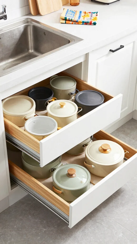 11 Under-Sink Pot Storage Ideas for Extra Kitchen Space - 3. Pull-Out Drawer Solutions 1