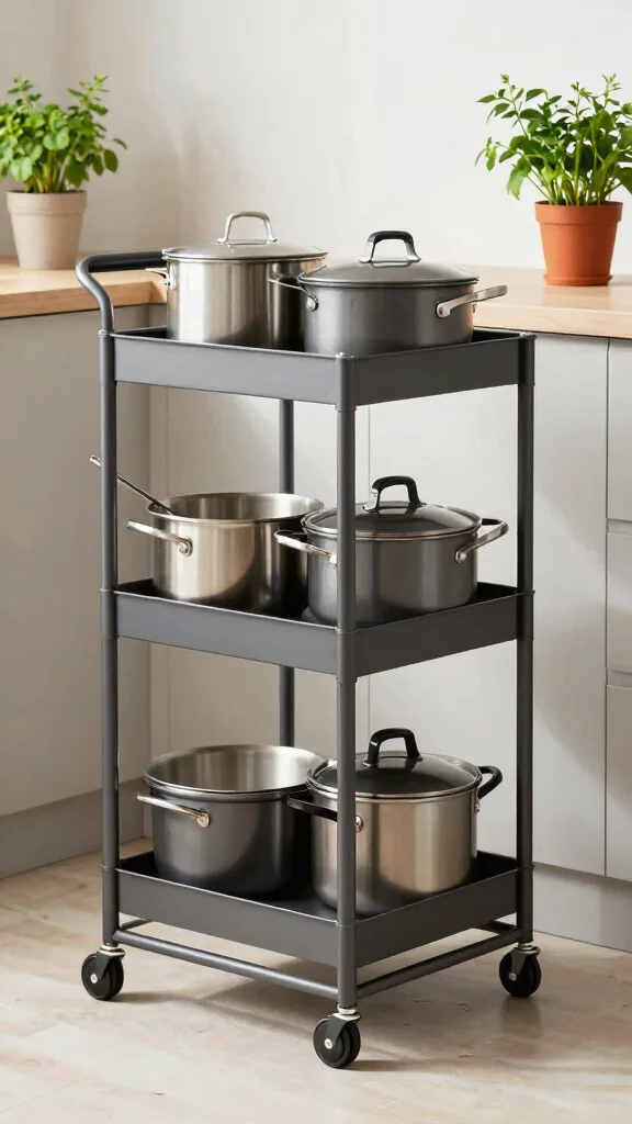 11 Under-Sink Pot Storage Ideas for Extra Kitchen Space - 8. Rolling Carts for Mobility 1