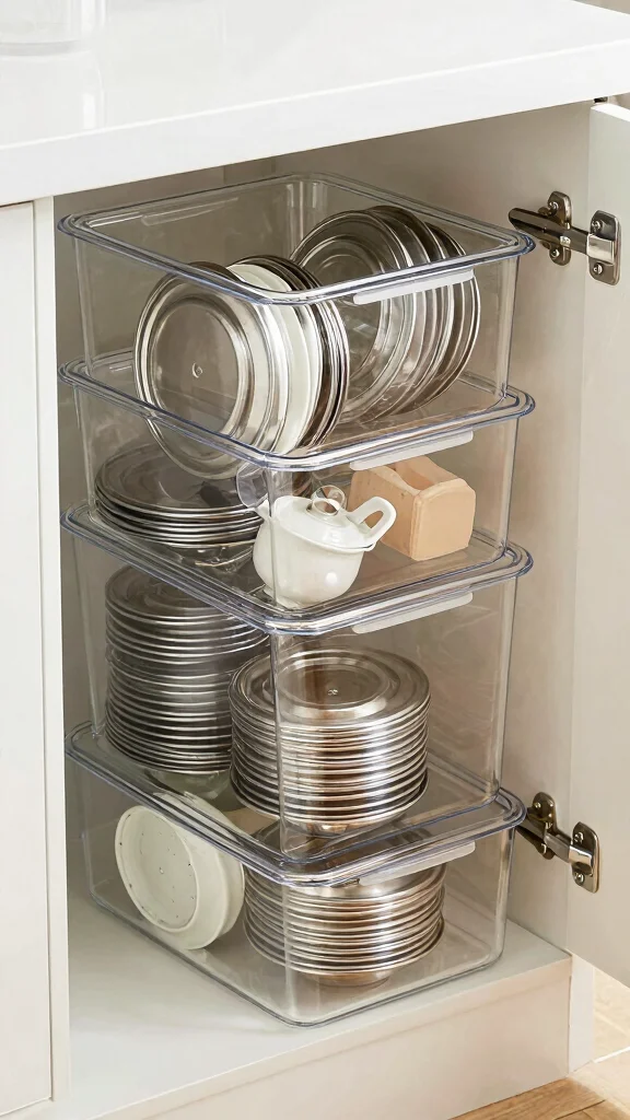 11 Under-Sink Pot Storage Ideas for Extra Kitchen Space - 9. Use Clear Containers 1
