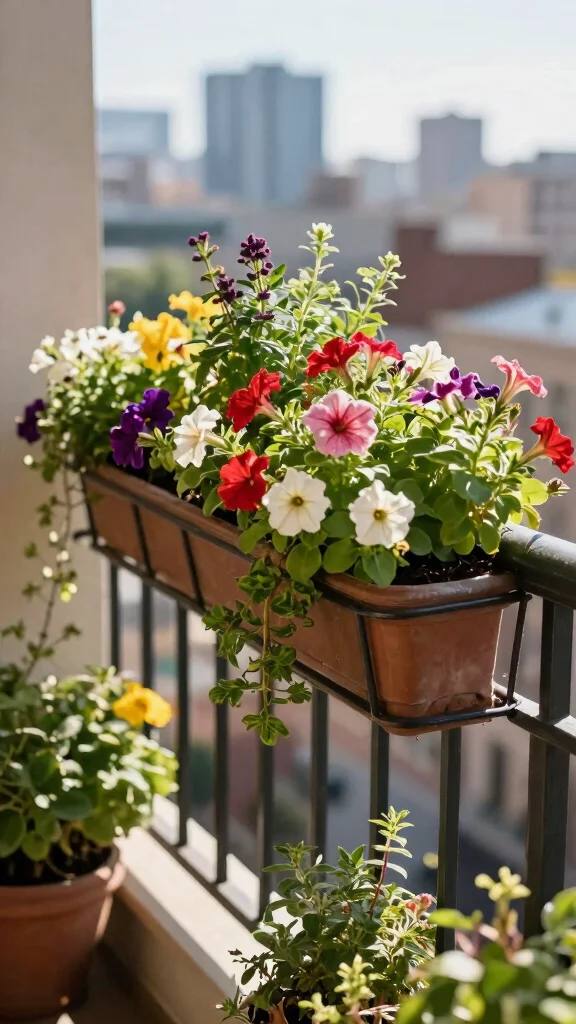 12 Balcony Pot Ideas for a Beautiful Space-Smart Container Garden - 10. Rail Planters for Space Efficiency 1