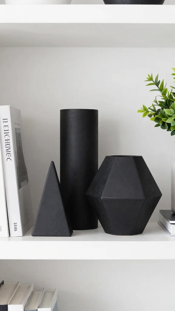 12 Black Vase Ideas for a Bold Grounding Home Decor Accent - 2. Geometric Black Vases 1