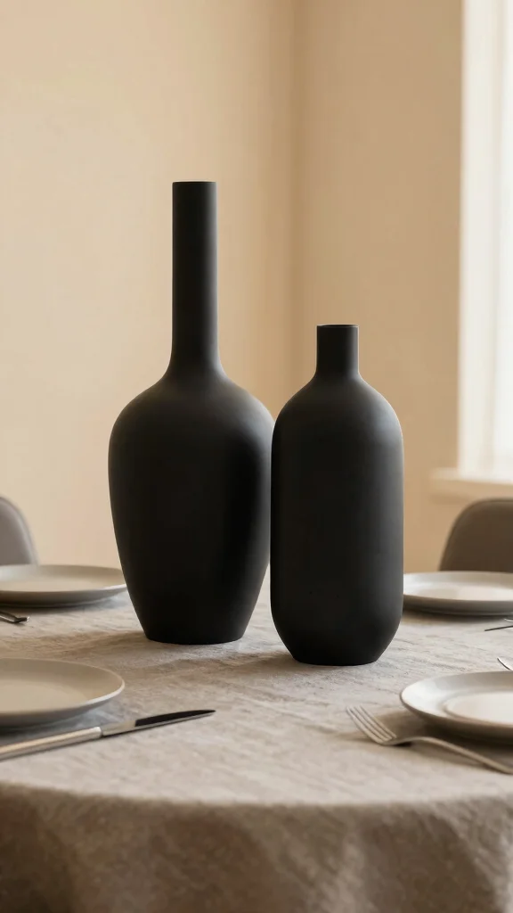 12 Black Vase Ideas for a Bold Grounding Home Decor Accent - 3. Matte vs. Glossy Black Vases 1