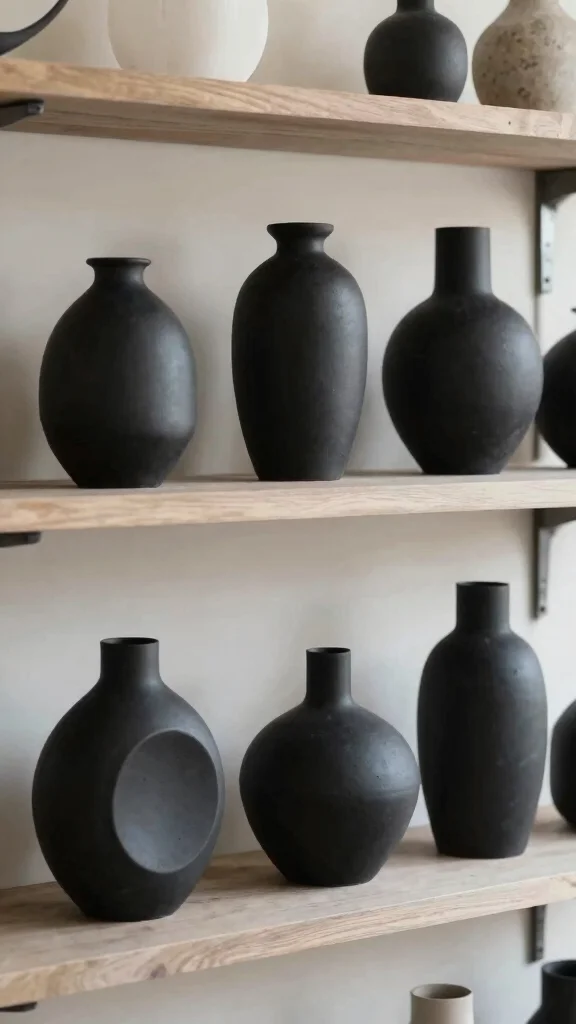 12 Black Vase Ideas for a Bold Grounding Home Decor Accent - 5. Black Vases with Unique Shapes 1