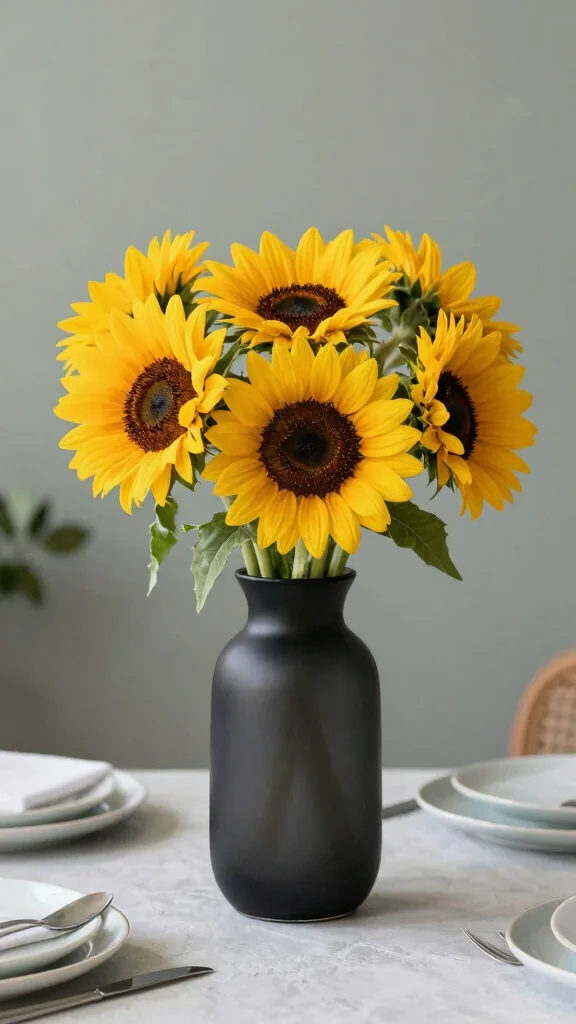 12 Black Vase Ideas for a Bold Grounding Home Decor Accent - 6. Pairing Black Vases with Colorful Flowers 1