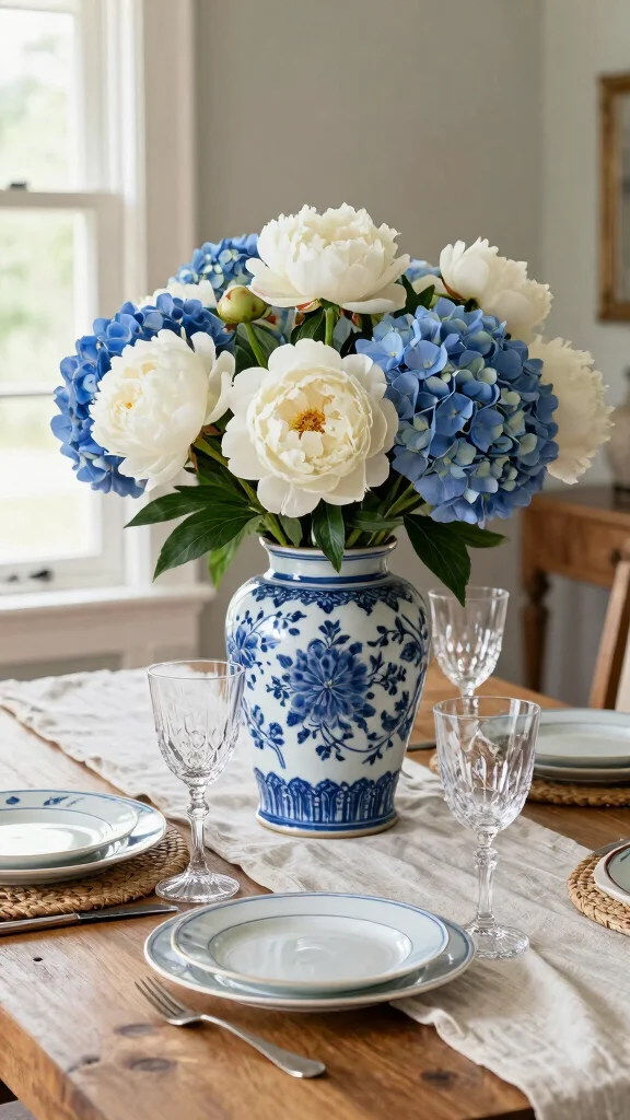 12 Blue and White Vase Ideas for a Classic Timeless Home Display - 1. Statement Centerpiece 1