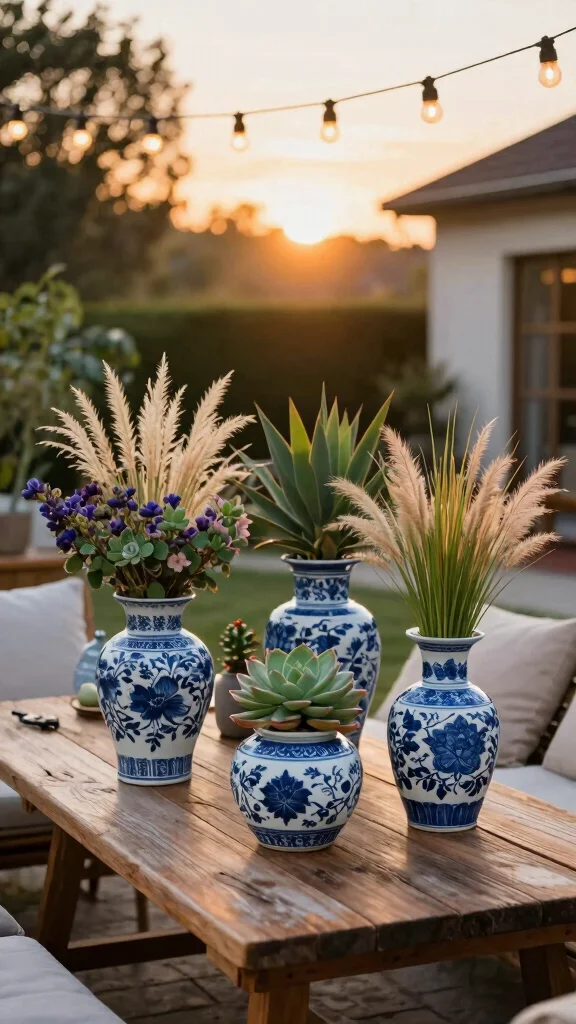 12 Blue and White Vase Ideas for a Classic Timeless Home Display - 11. Outdoor Spaces 1