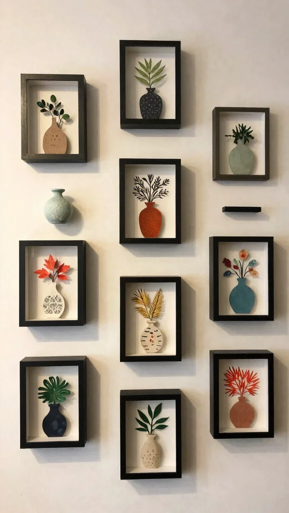 12 Boho Vase Ideas for a Layered Eclectic Free-Spirited Home Display - 12. Shadow Box Vases 1