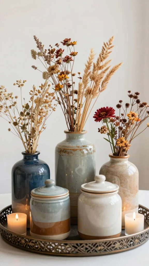 12 Boho Vase Ideas for a Layered Eclectic Free-Spirited Home Display - 4. Ceramic Jars with Lids 1