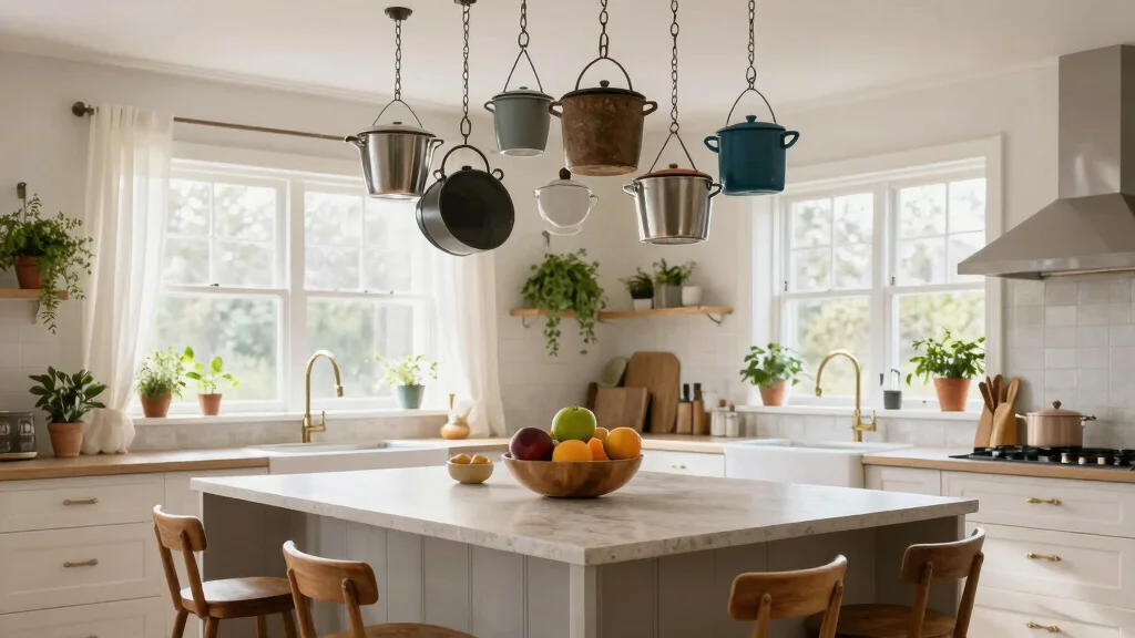 12 Ceiling-Hung Pot Ideas for a Beautiful Space-Saving Kitchen