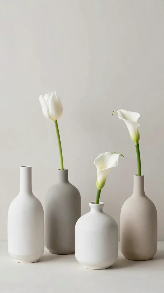12 Ceramic Bud Vase Ideas for a Delicate Artisan-Style Display - 2. Monochromatic Elegance 1