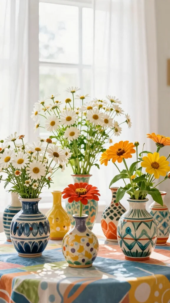 12 Ceramic Bud Vase Ideas for a Delicate Artisan-Style Display - 5. Playful Patterns 1