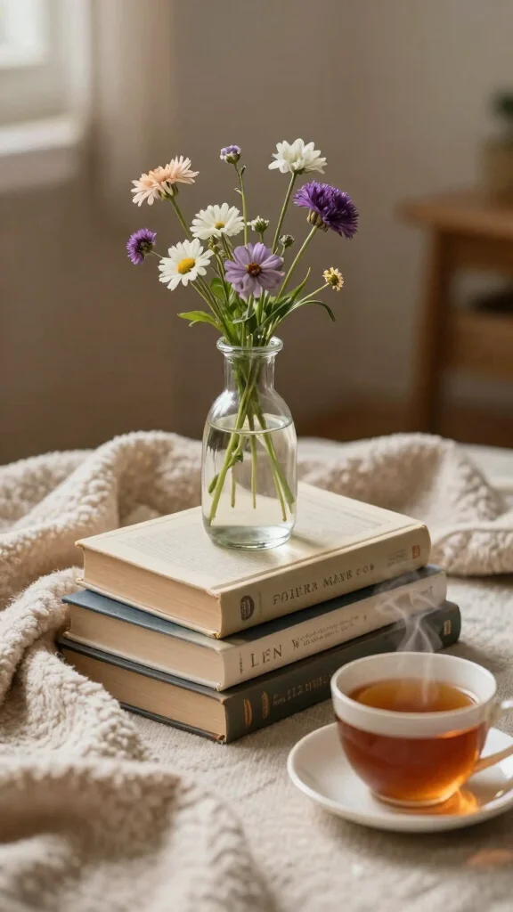 12 Clear Glass Vase Ideas for a Versatile Light-Catching Home Accent - 7. Clear Vase on Stack of Books 1