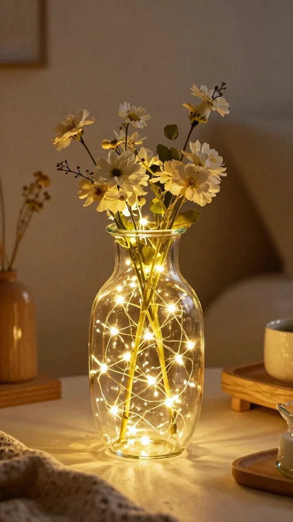 12 Clear Glass Vase Ideas for a Versatile Light-Catching Home Accent - 8. Clear Glass Vases with Fairy Lights 1