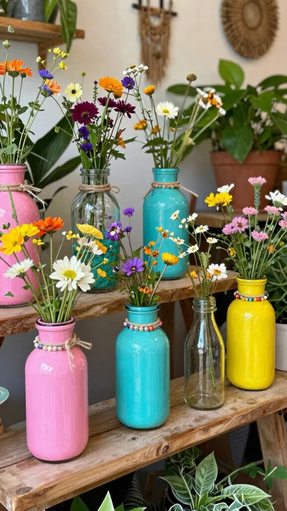 12 Colorful Vase Ideas for a Joyful Bold Eye-Catching Home Accent - 4. Upcycled Treasures 1