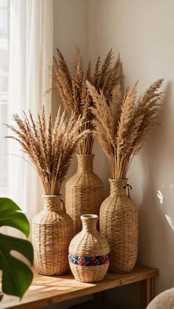 12 Colorful Vase Ideas for a Joyful Bold Eye-Catching Home Accent - 5. Woven Wonders 1