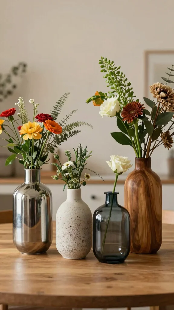 12 Colorful Vase Ideas for a Joyful Bold Eye-Catching Home Accent - 7. Mixed Materials 1