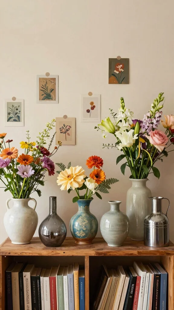 12 Colorful Vase Ideas for a Joyful Bold Eye-Catching Home Accent - 9. Eclectic Collections 1