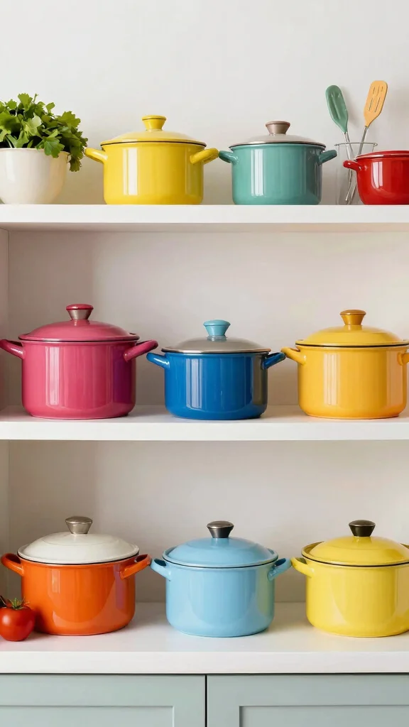 12 Cooking Pot Ideas for Every Stovetop Style and Kitchen Aesthetic - 3. Elegant Enamel-Coated Pots 1