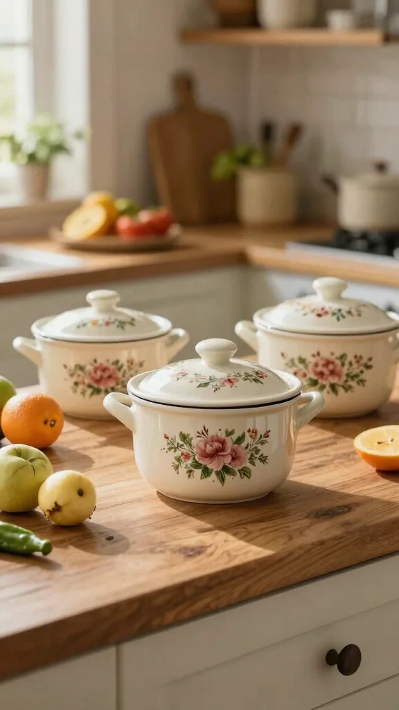12 Cooking Pot Ideas for Every Stovetop Style and Kitchen Aesthetic - 5. Vintage Floral Print Pots 1