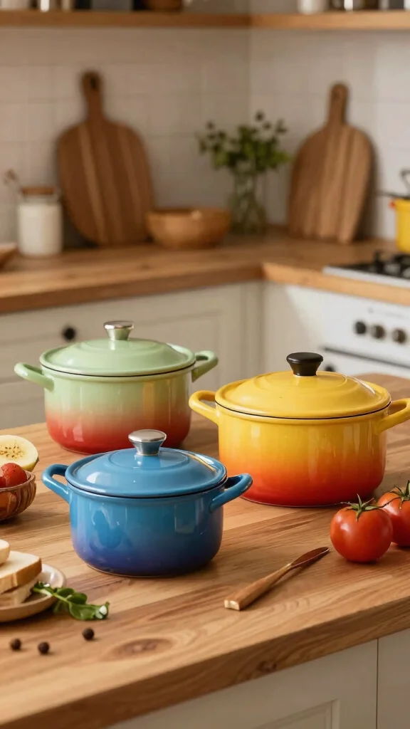12 Cookware Set Ideas for a Cohesive Well-Equipped Kitchen - 6. Colorful Enamel Cookware 1