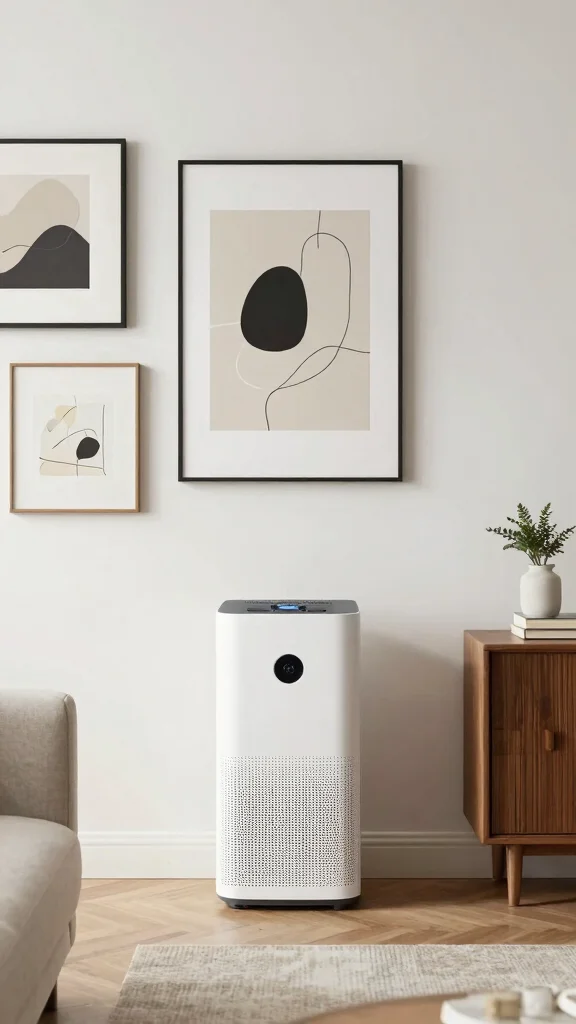 12 Coway Air Purifier Ideas for a Reliable Quiet Efficient Home Setup - 11. Match with Minimalist Wall Art 1