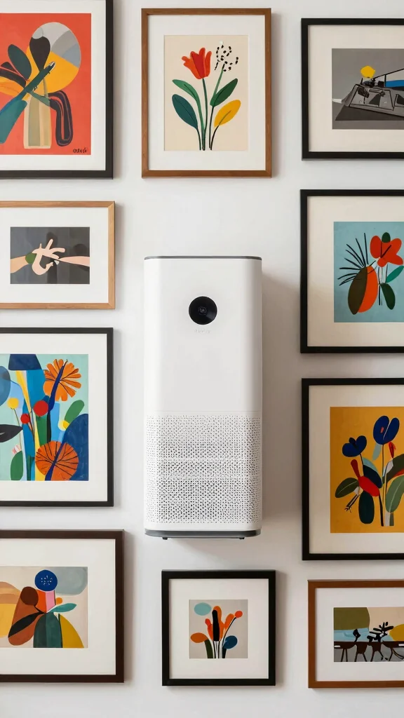 12 Coway Air Purifier Ideas for a Reliable Quiet Efficient Home Setup - 12. Blend with a Gallery Wall 1