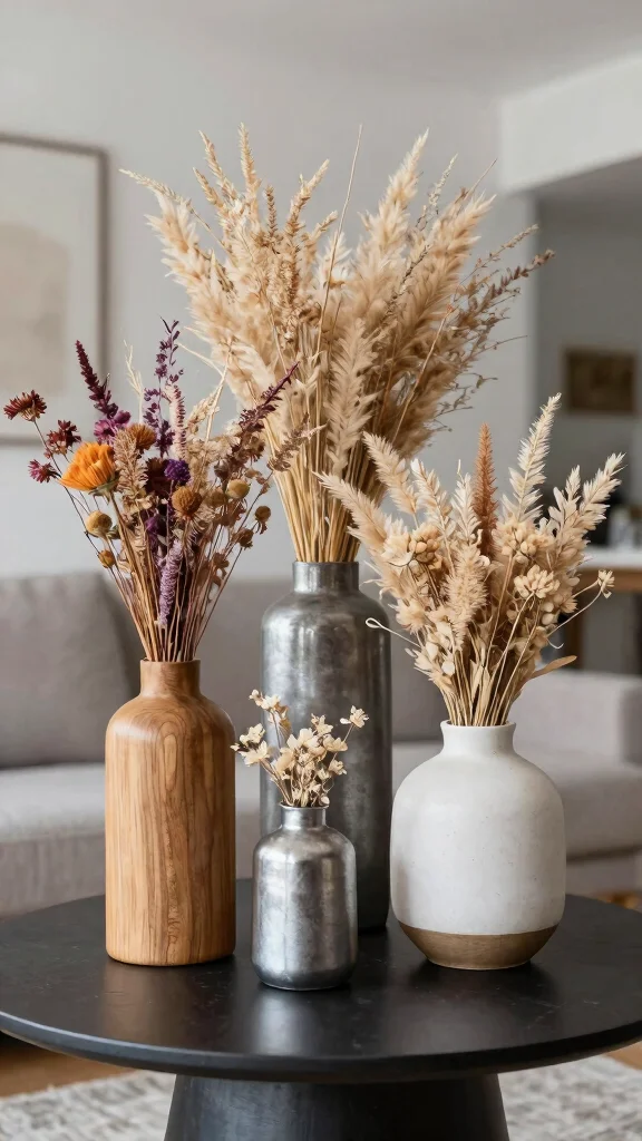 12 Dried Stem Vase Ideas for a Minimal Long-Lasting Home Display - 10. Mixed Materials 1