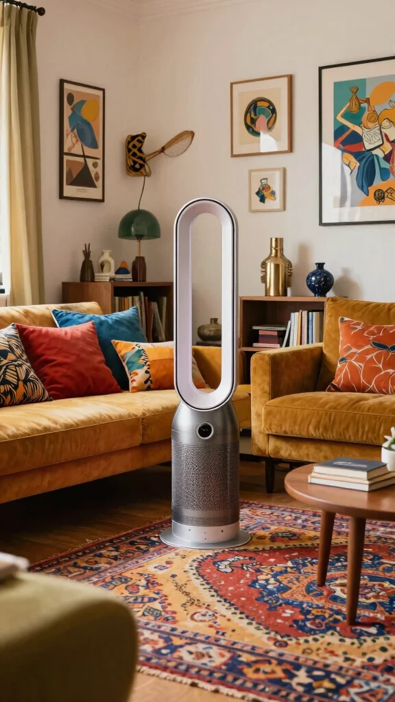 12 Dyson Air Purifier Ideas for a Powerful Design-Forward Clean Air Solution - 2. Statement Piece in an Eclectic Room 1