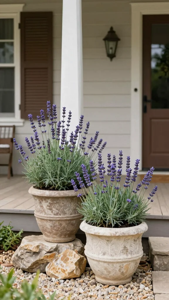 12 Front Door Pot Ideas for a Stylish Seasonal Entry Display - 11. Natural Stone Serenity 1