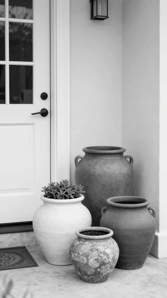12 Front Door Pot Ideas for a Stylish Seasonal Entry Display - 6. Monochrome Elegance 1