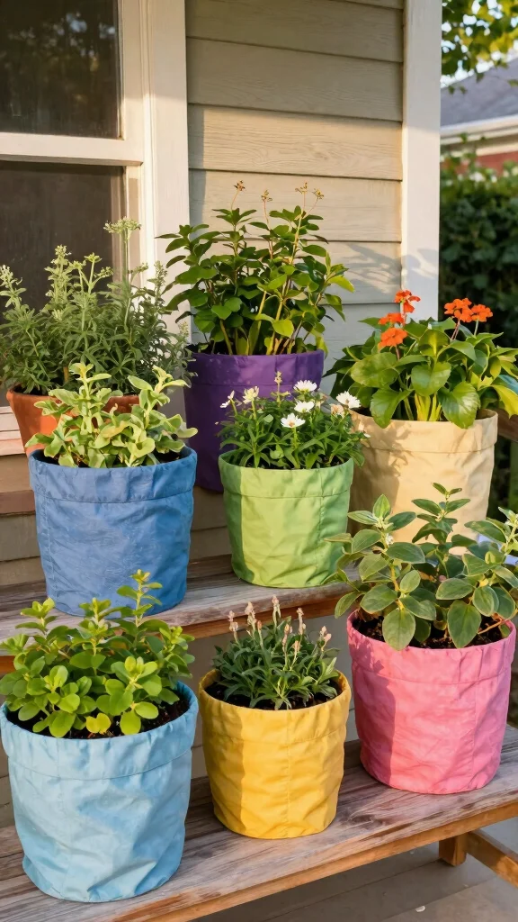 12 Front Porch Pot Ideas for a Welcoming Colorful Curb Appeal - 8. Fabric Pots for a Soft Touch 1