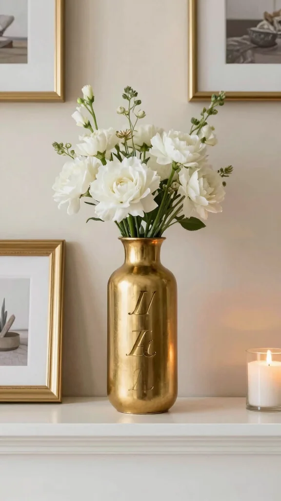 12 Gold Vase Ideas for a Glamorous Warm Metallic Home Accent - 10. Personalized Gold Vases 1