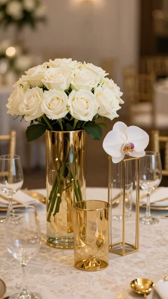 12 Gold Vase Ideas for a Glamorous Warm Metallic Home Accent - 2. Elegant Gold and Glass Fusion Vases 1