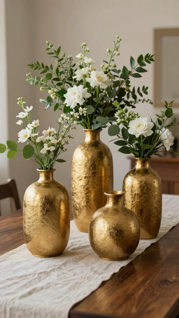12 Gold Vase Ideas for a Glamorous Warm Metallic Home Accent - 6. Unique Textured Gold Vases 1